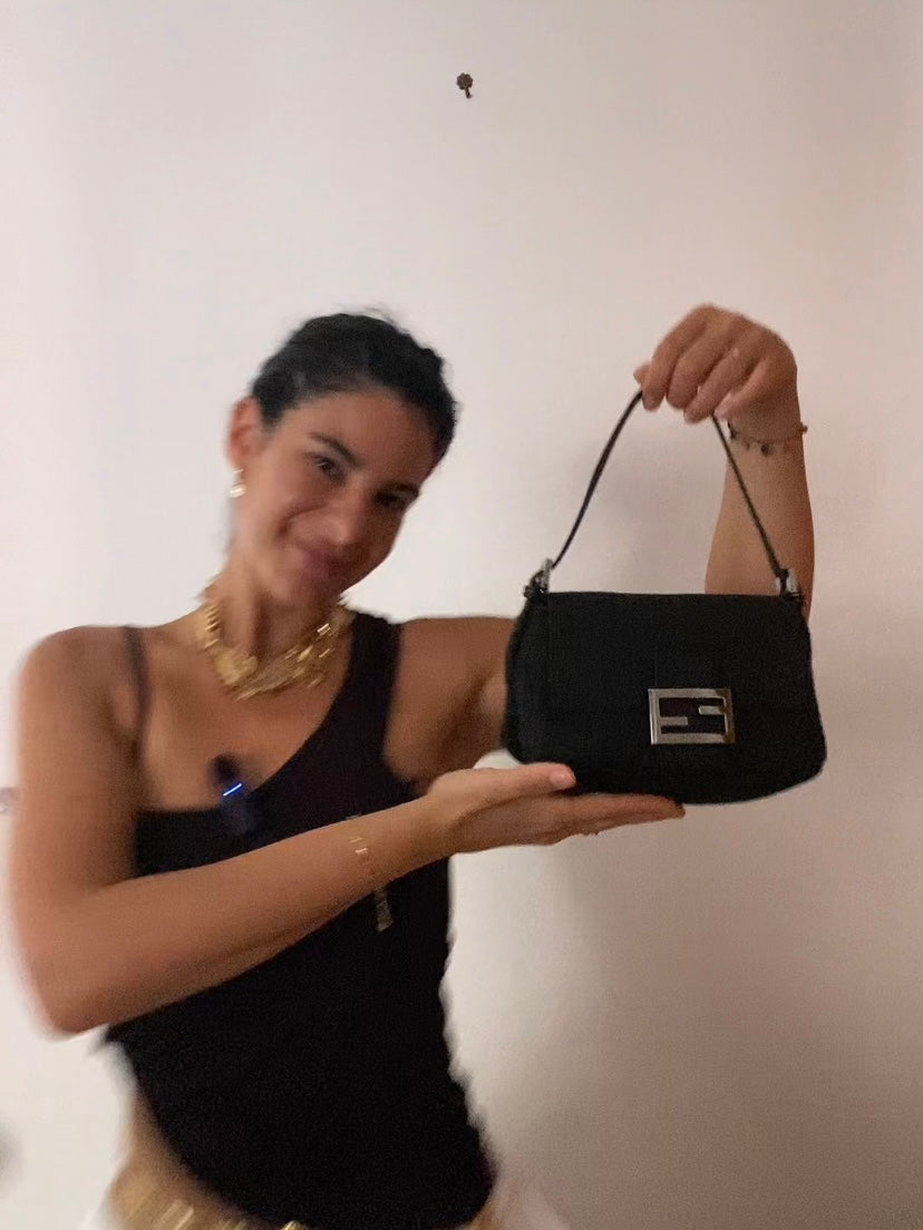 Fendi mini mamma baguette monogram zucchino nera
