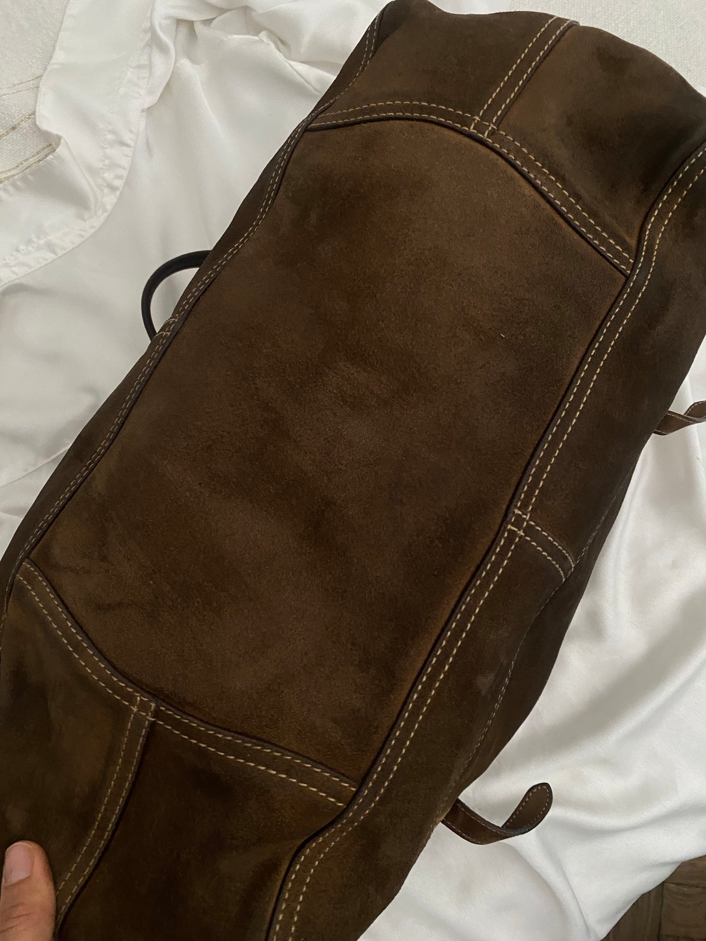 Prada slouchy chocolate suede bag