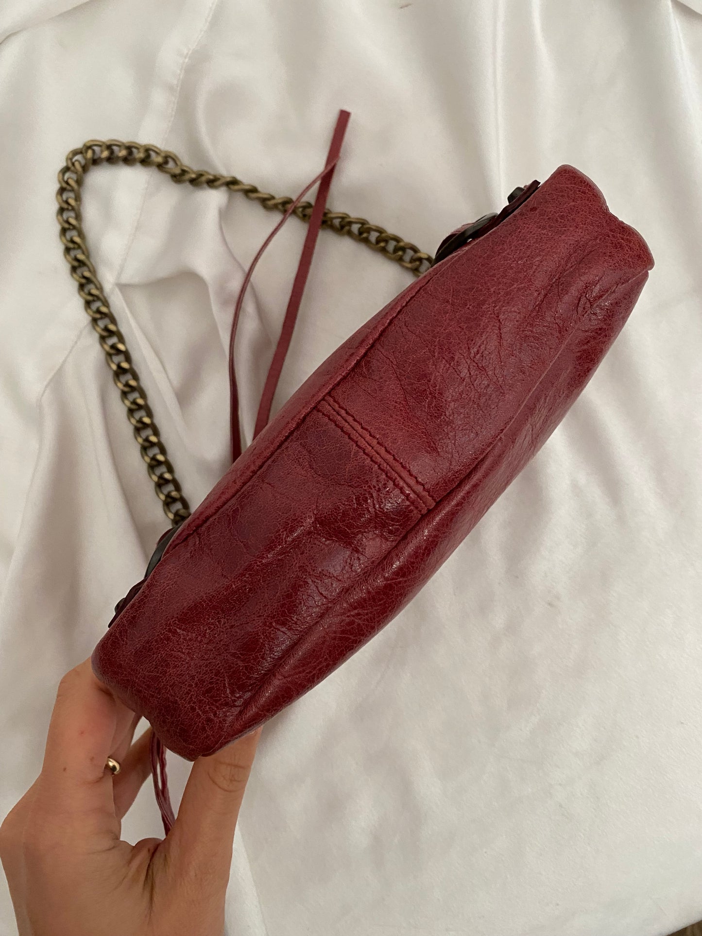 Balenciaga motocross pochette burgundy