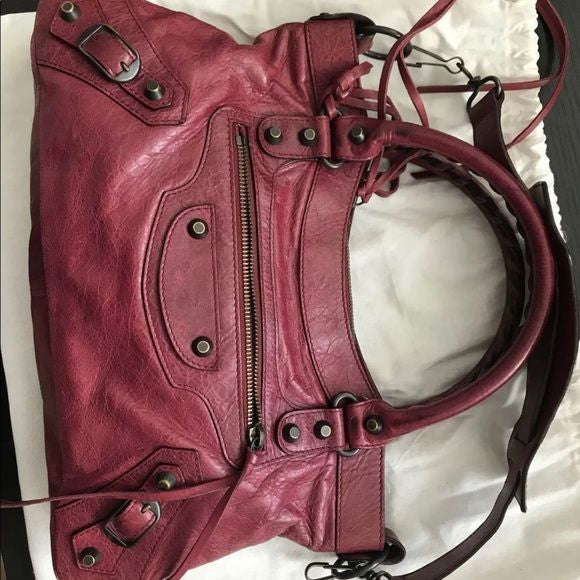 Balenciaga city first cherry red