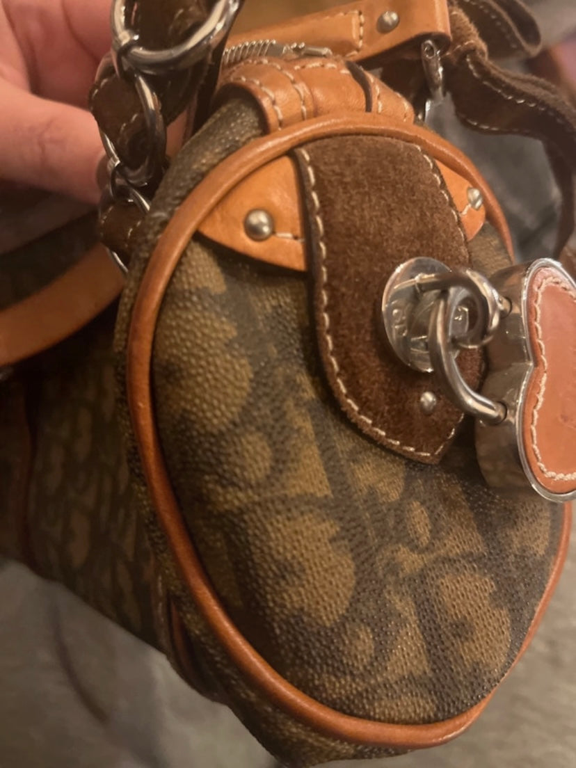 Dior trotter bauletto marrone e beige monogram