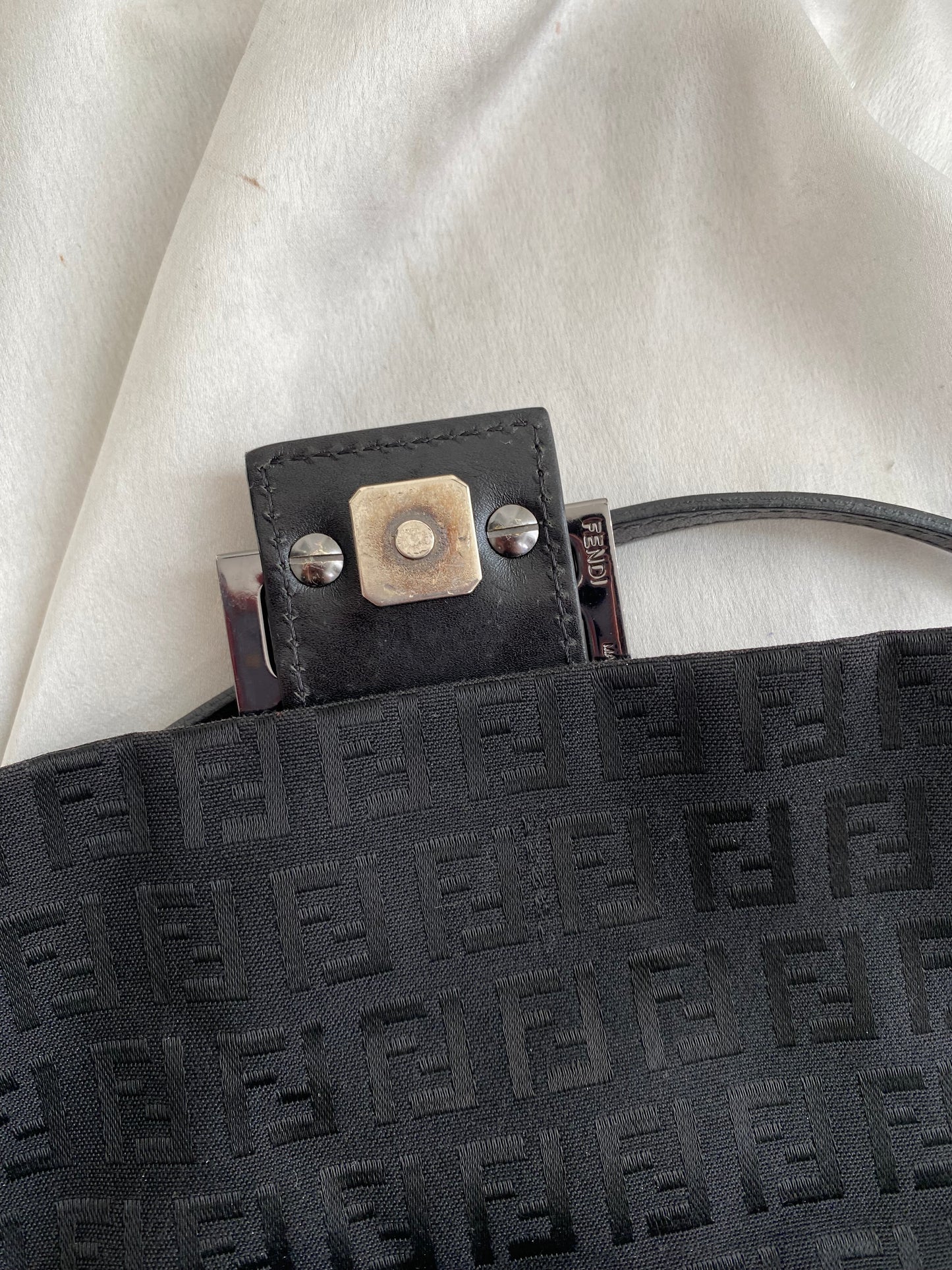 Fendi mini mamma baguette monogram black