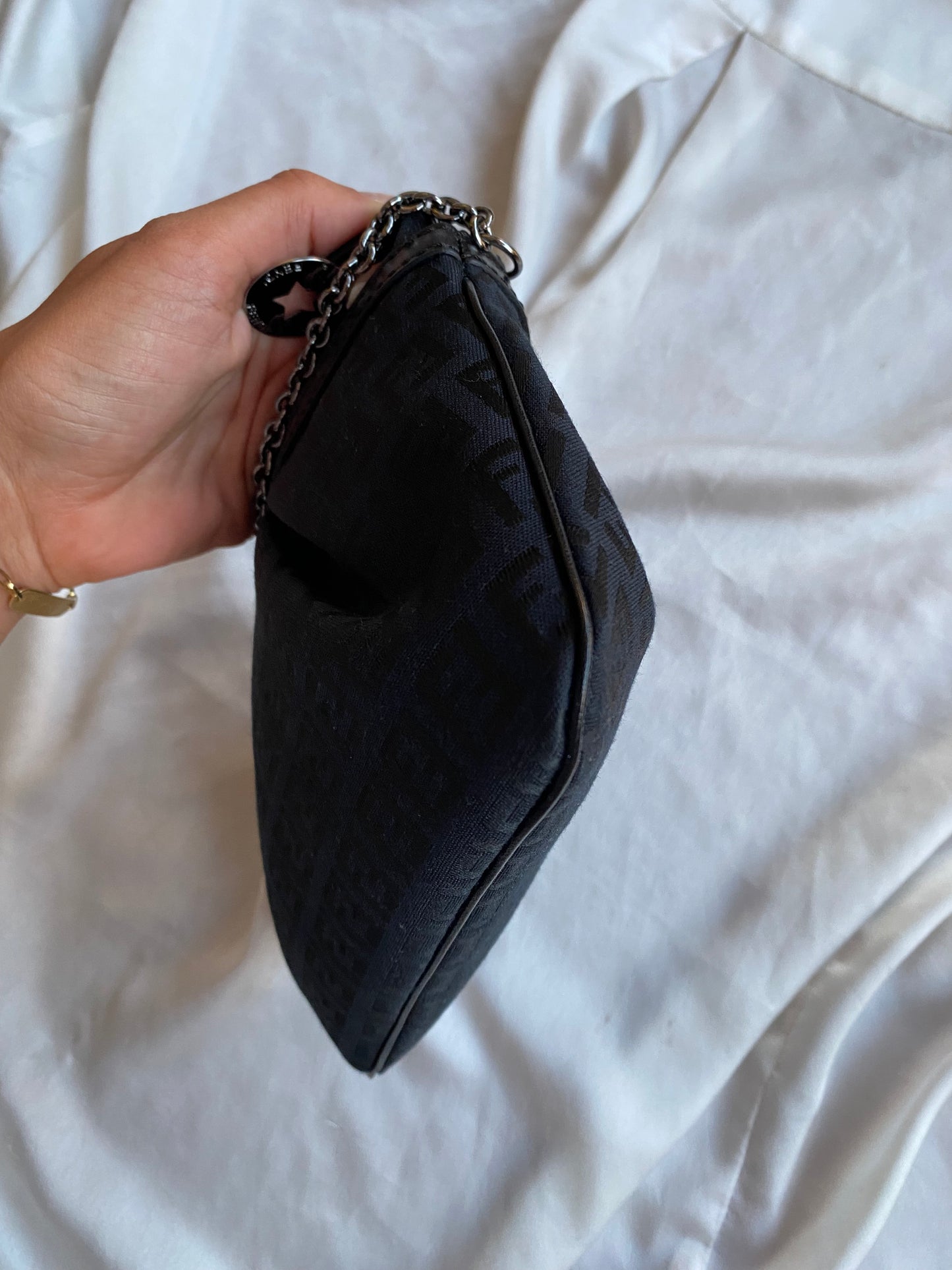Fendi pochette charms silver monogram zucchino