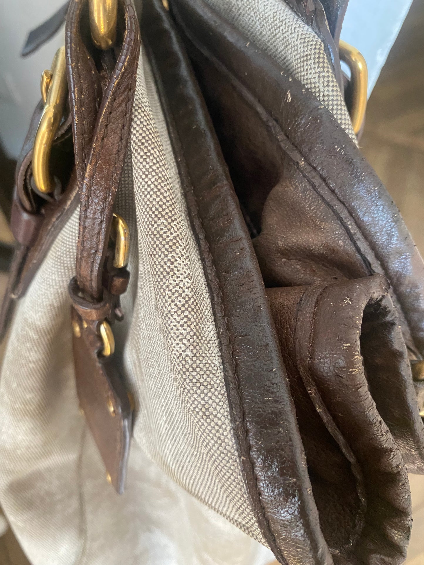 Prada distressed maxi tote