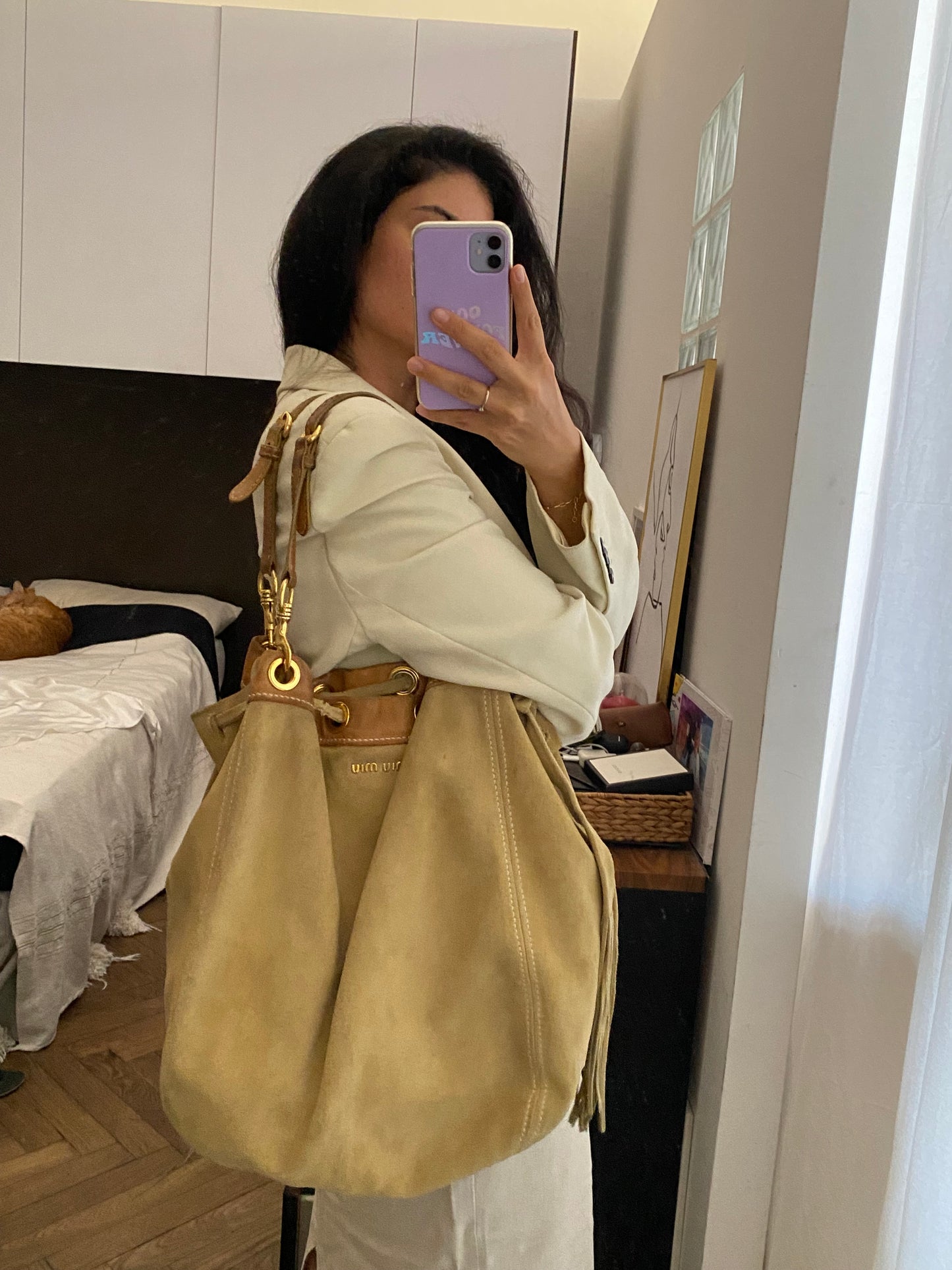 Miu miu maxi suede bag