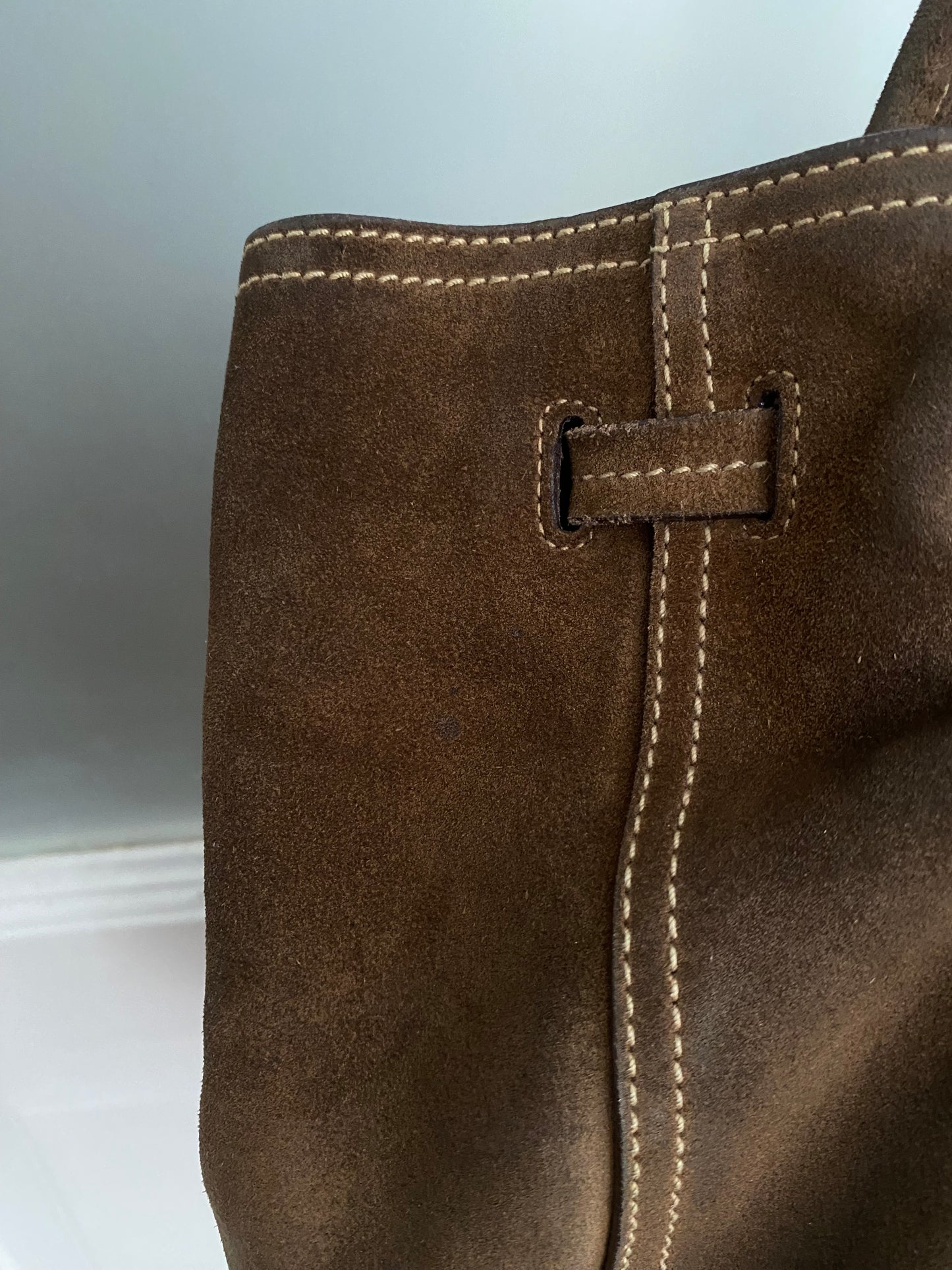 Prada slouchy chocolate suede bag