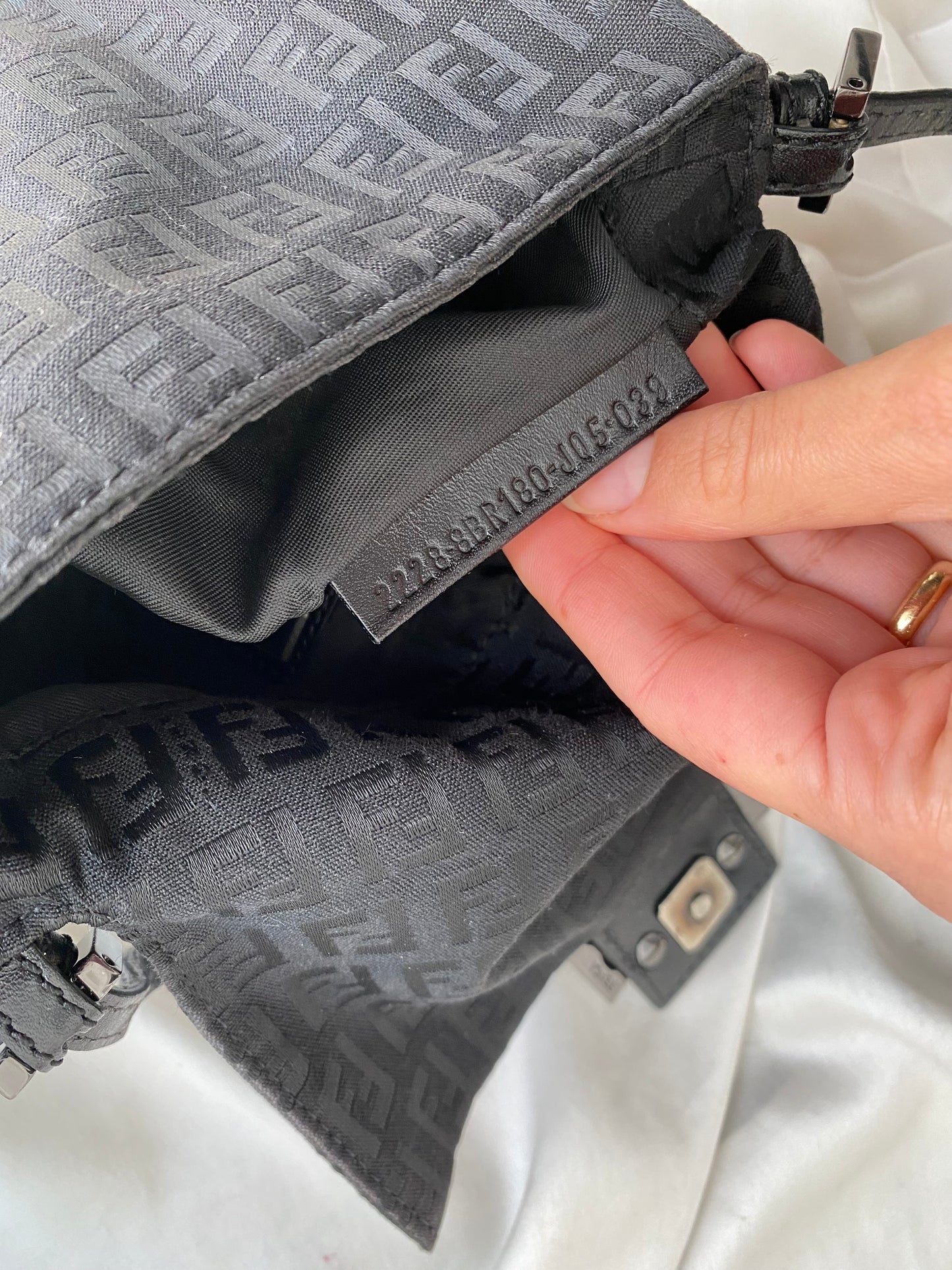 Fendi mini mamma baguette monogram black