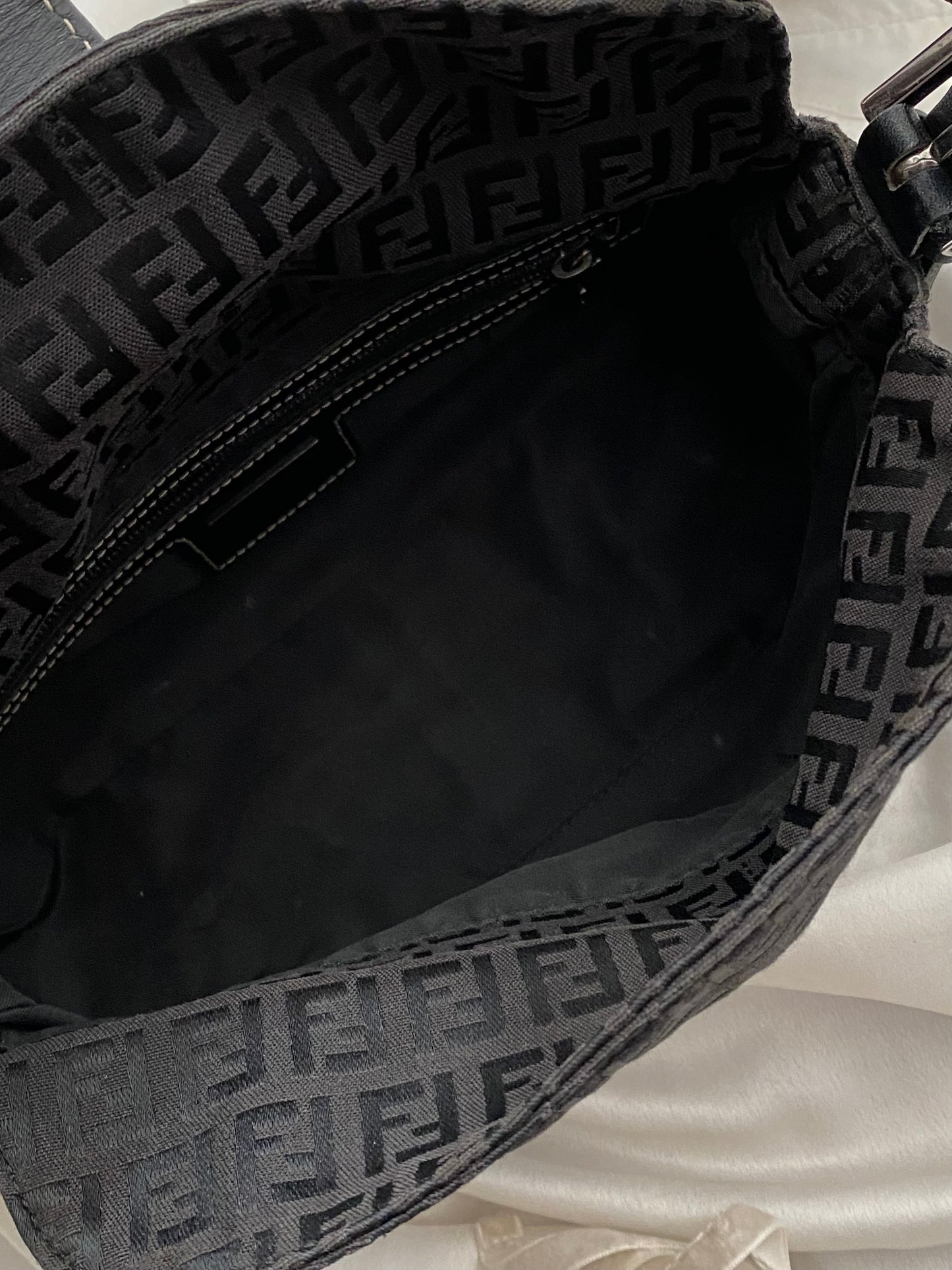 Fendi baguette double flap monogram zucchino black