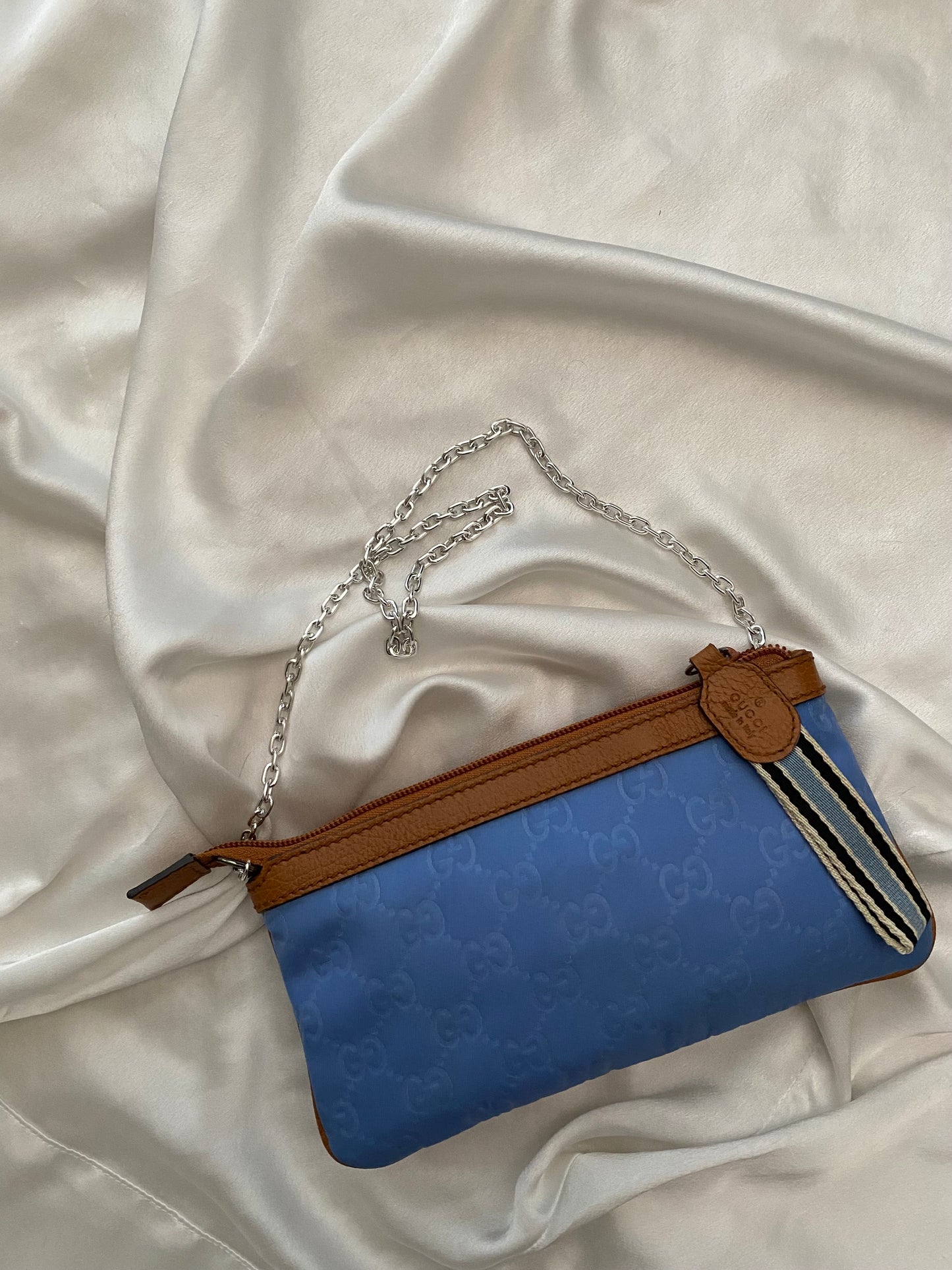 Gucci Pochette nylon monogram blu