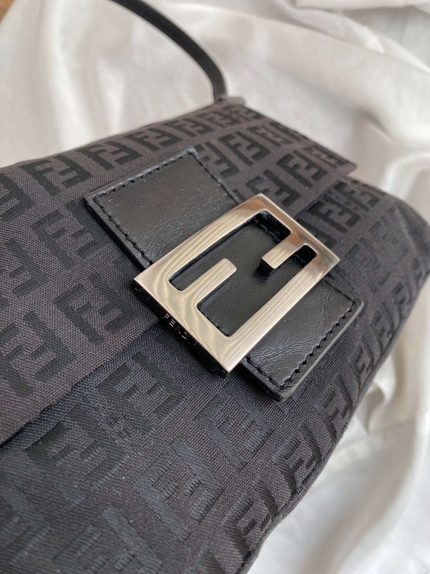 Fendi mini mamma baguette monogram black