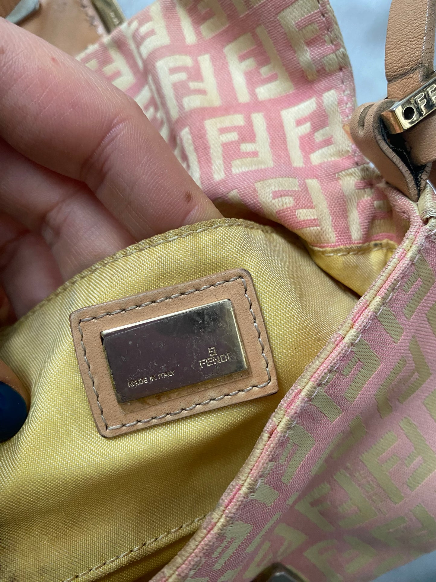 Fendi mini baguette rosa monogram zucchino