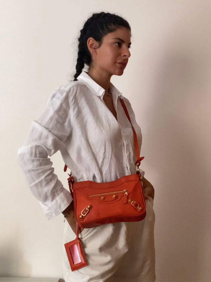 Balenciaga motocross 12 giant hip bag tangerine