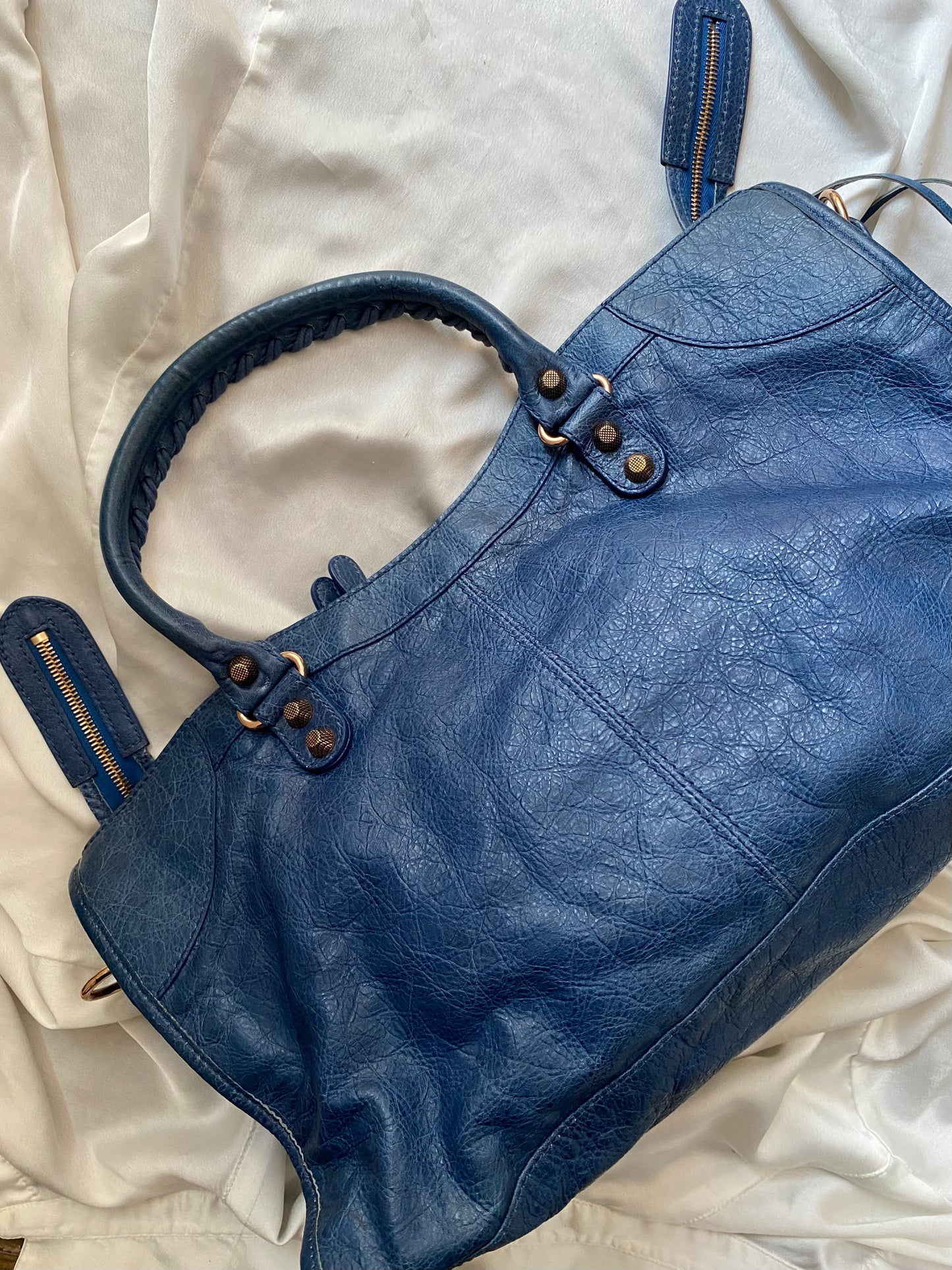 Balenciaga city bleu cobalt s/s 2012 giant hw rose gold