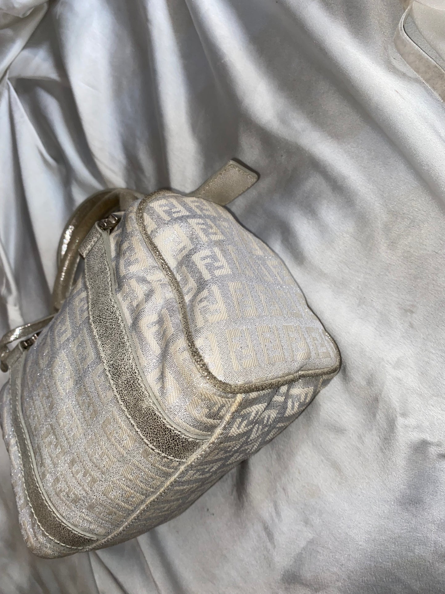 Fendi mini bauletto monogram zucchino argento