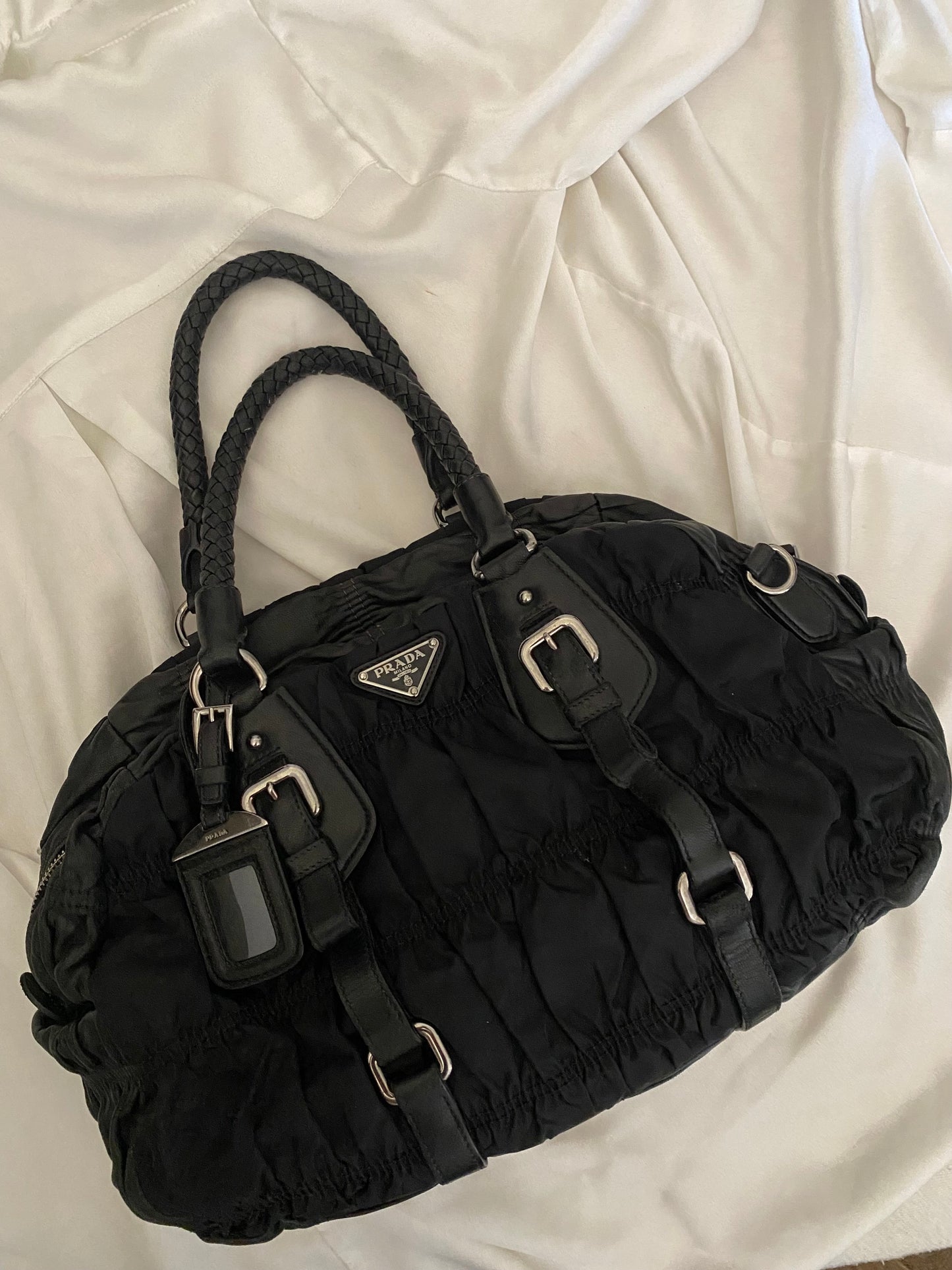 Prada plissé nylon e pelle