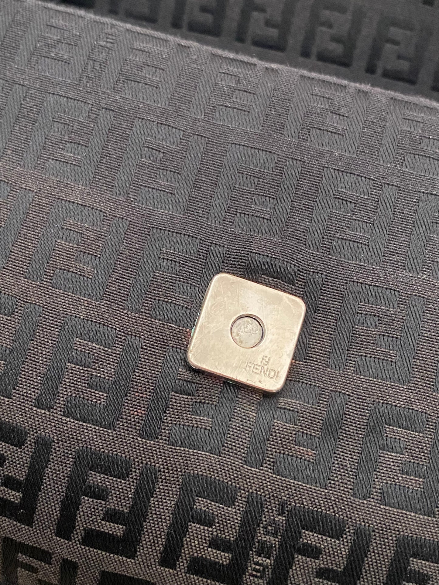 Fendi baguette double flap monogram zucchino black