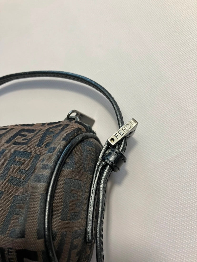 Fendi round mini pochette zucchino brown