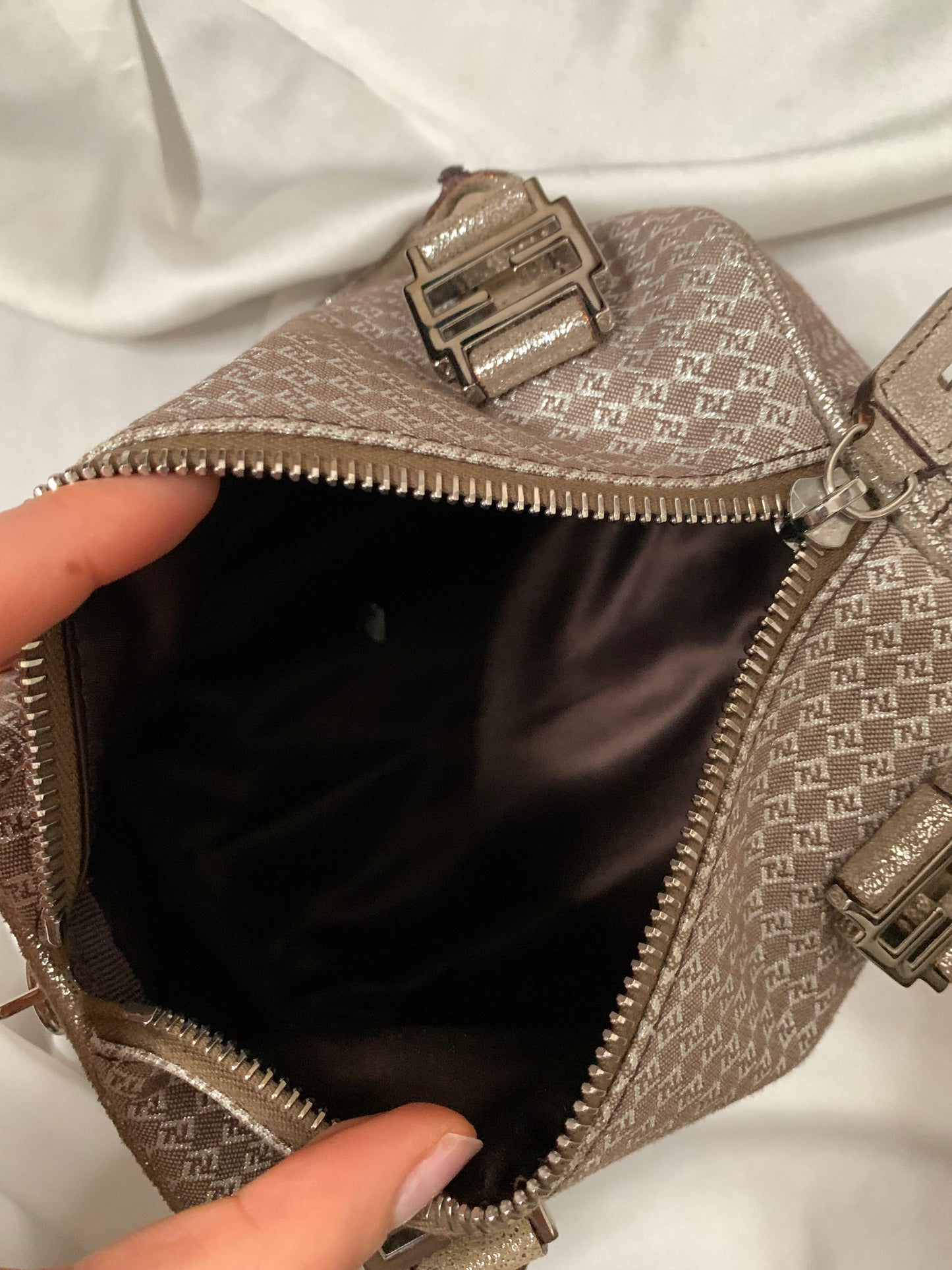 Fendi mini bauletto monogram argento