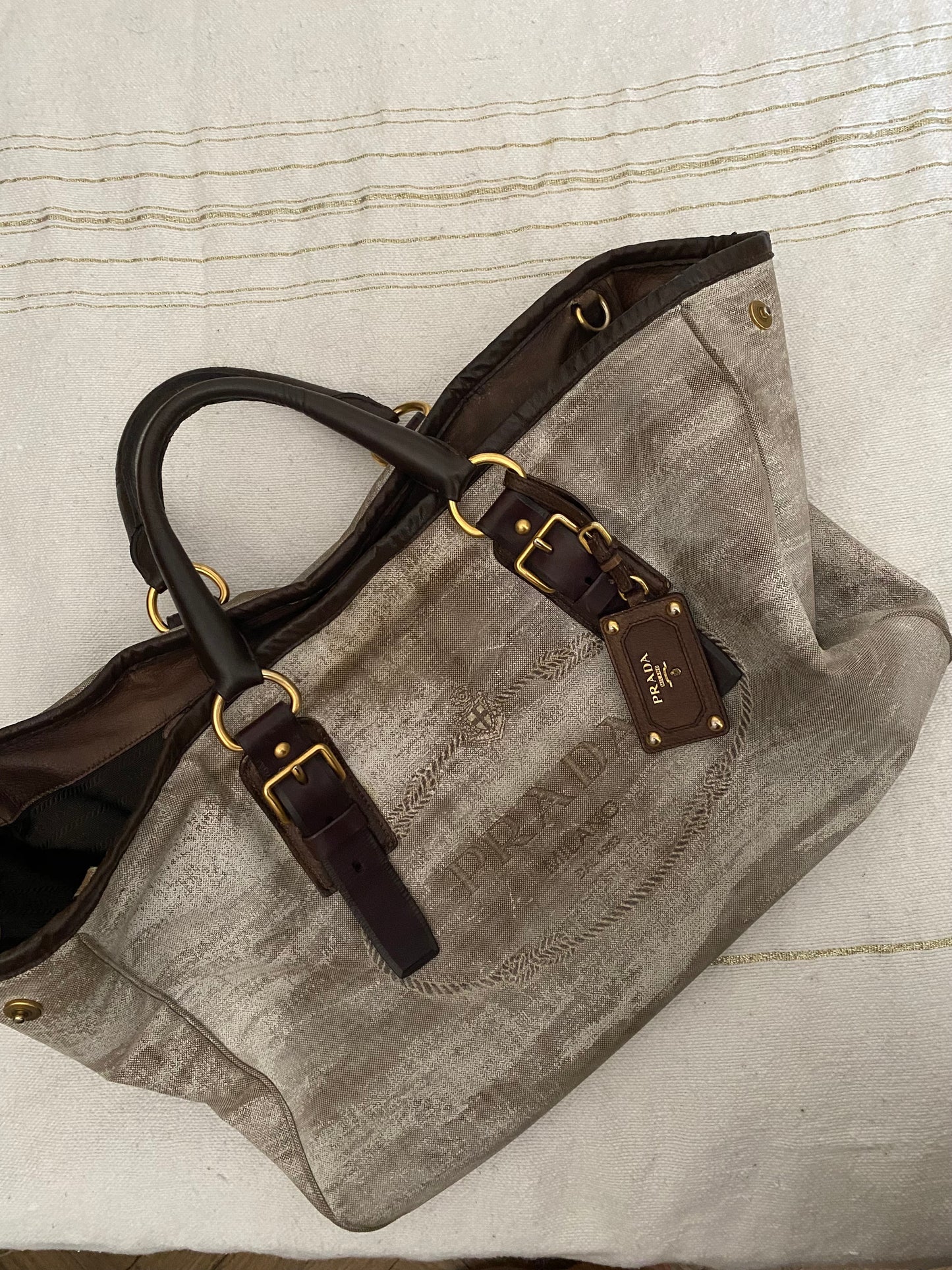 Prada distressed maxi tote