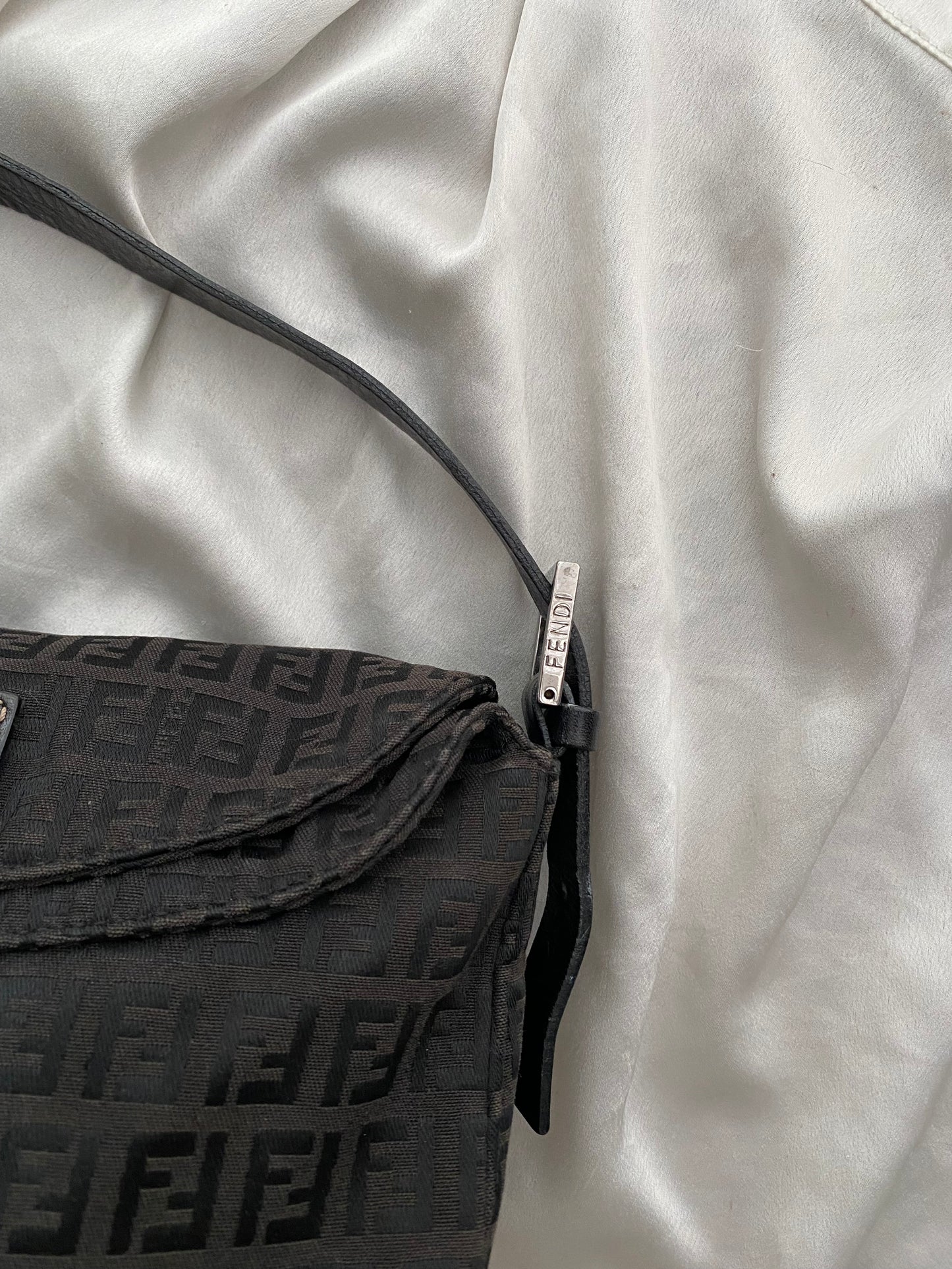 Fendi baguette double flap monogram zucchino black