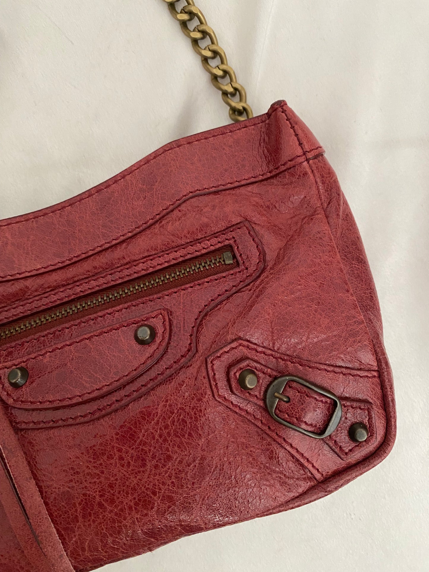 Balenciaga motocross pochette burgundy