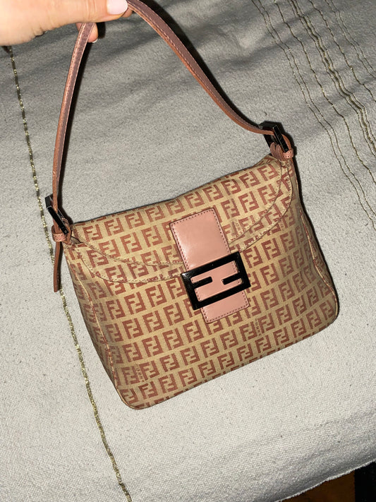 Fendi mamma double flap rosa e beige