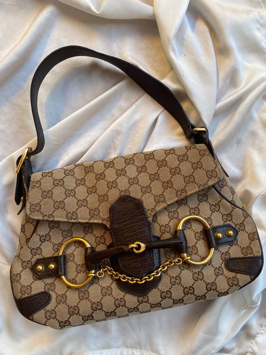 Gucci horsebit monogram beige