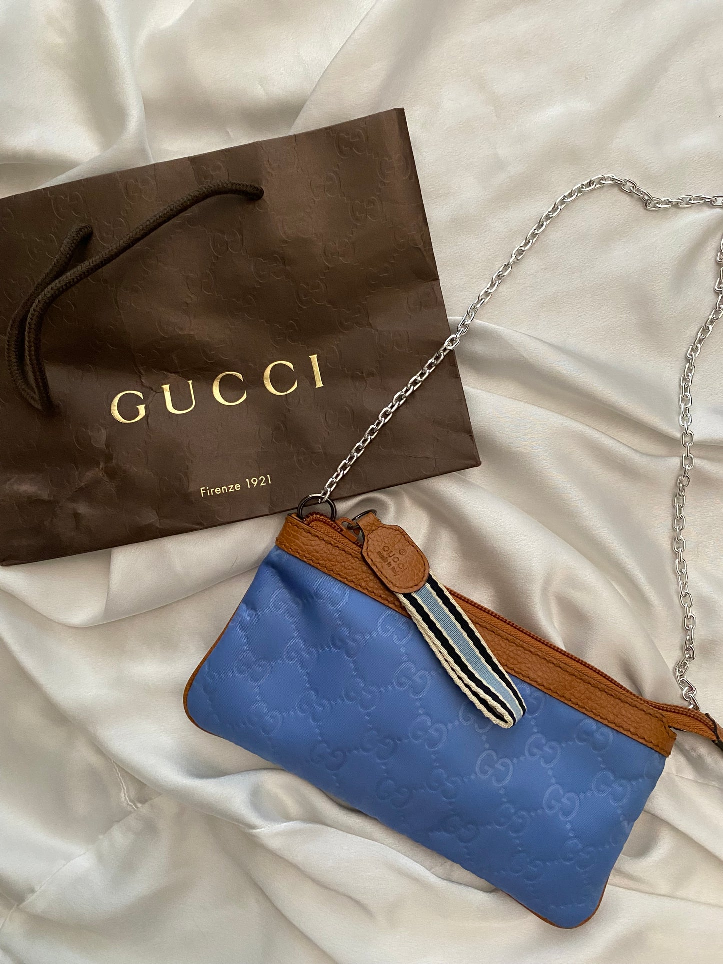 Gucci Pochette nylon monogram blu