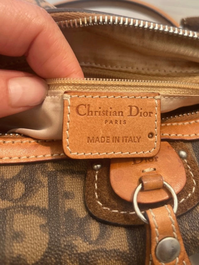 Dior trotter bauletto marrone e beige monogram