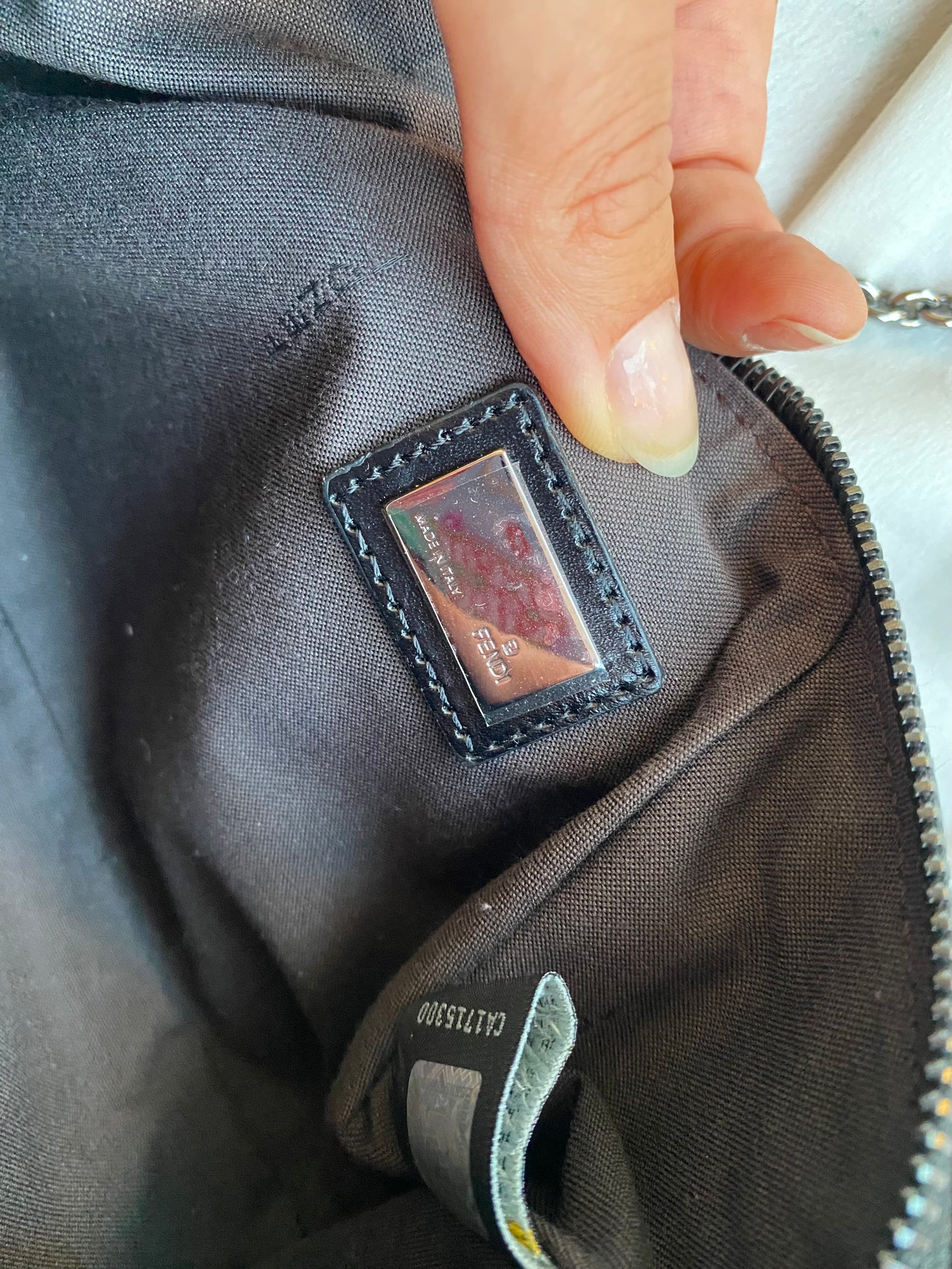 Fendi pochette charms silver monogram zucchino