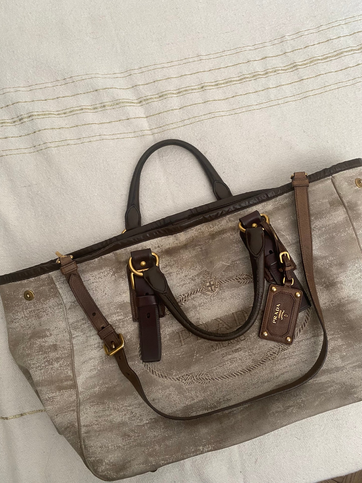 Prada distressed maxi tote