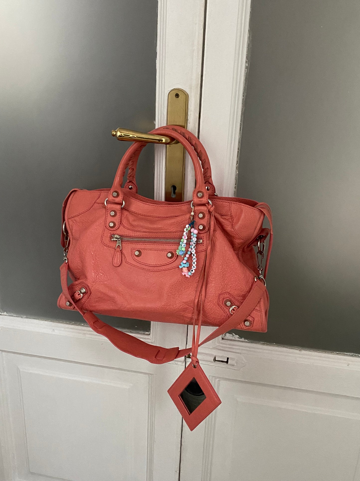 Balenciaga city rose azalee giant hw silver