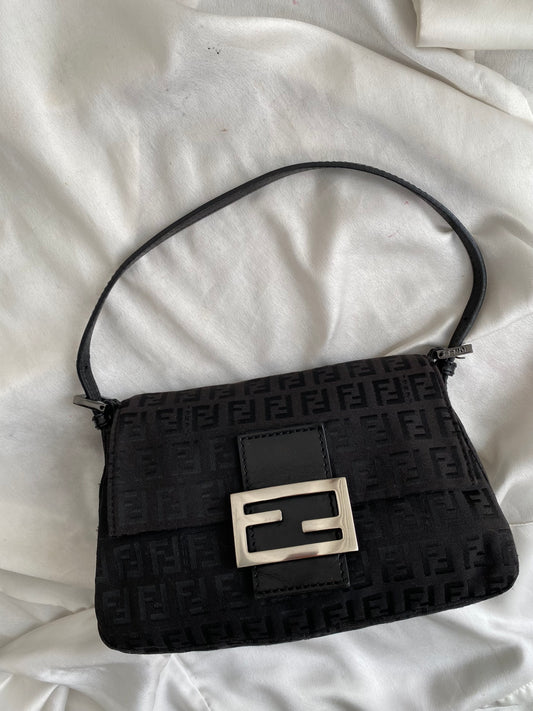 Fendi mini mamma baguette monogram black