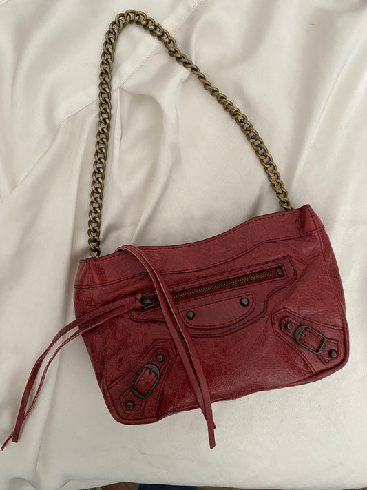 Balenciaga motocross pochette burgundy