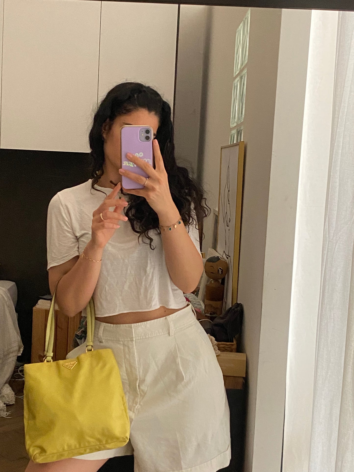 Prada tote nylon giallo lime