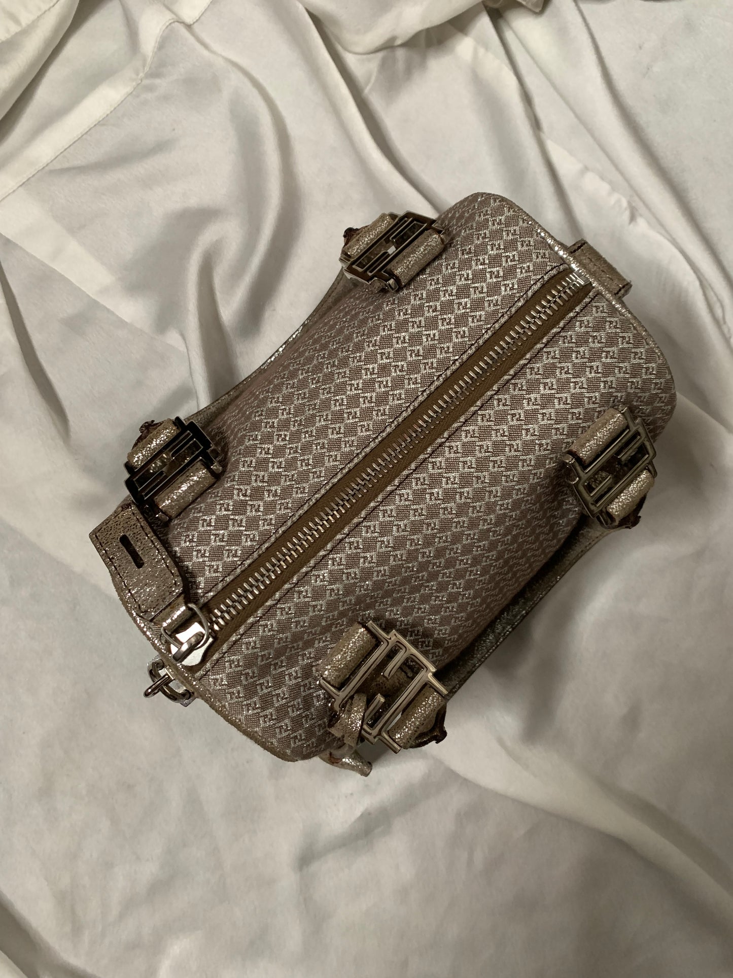 Fendi mini bauletto monogram argento