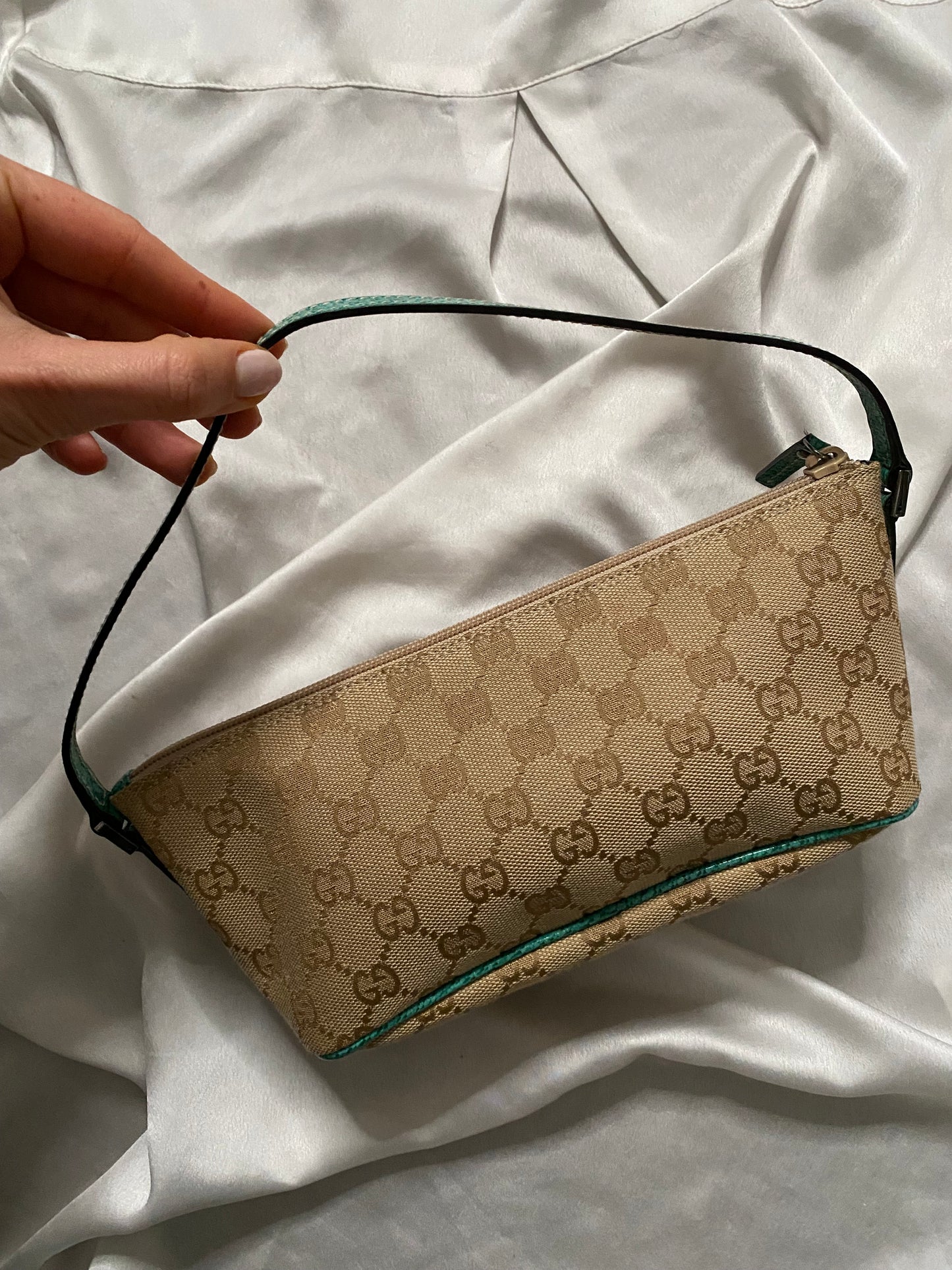 Gucci boat monogram pelle turchese