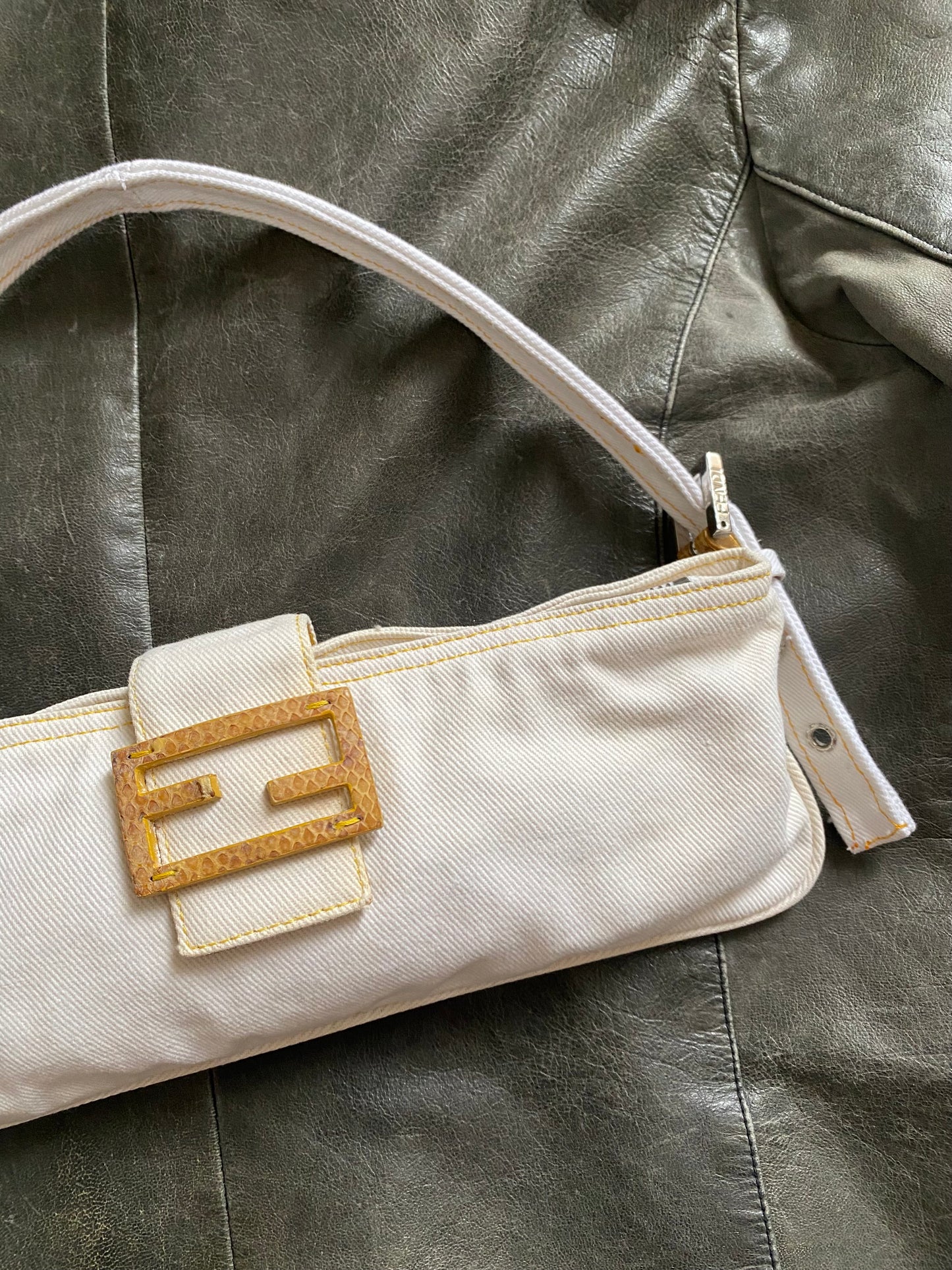Fendi baguette in denim snakeskin