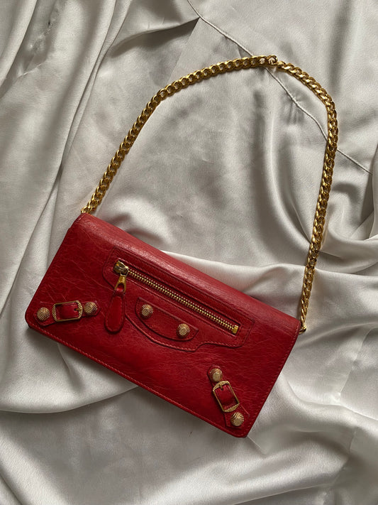 Balenciaga city pochette cherry red
