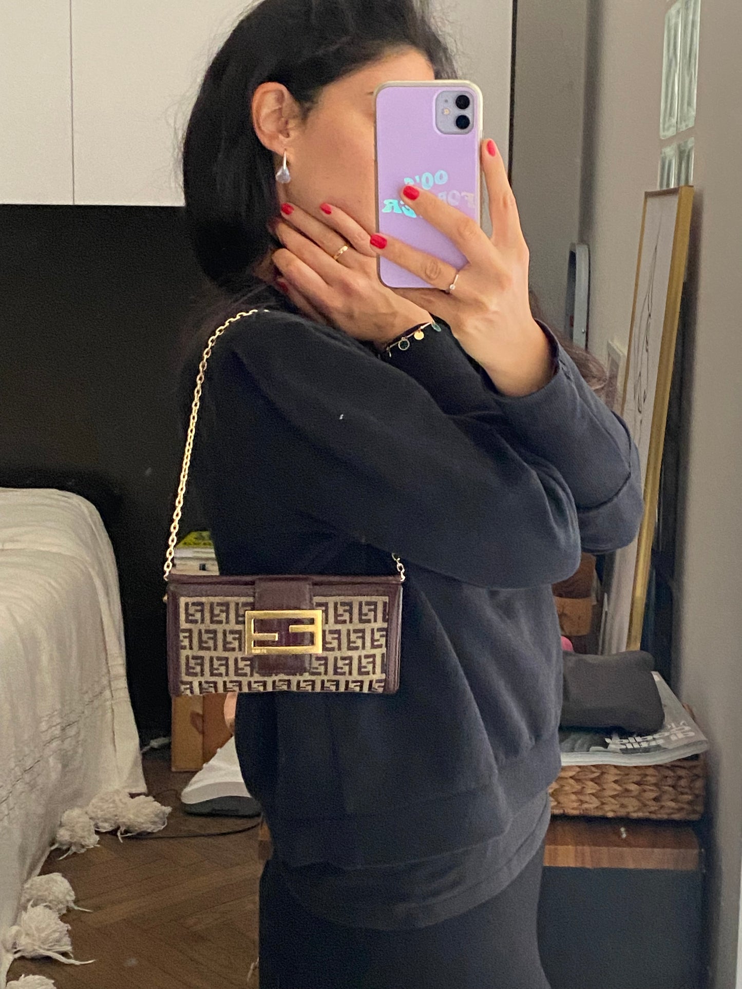 Fendi pochette zucchino maxi logo