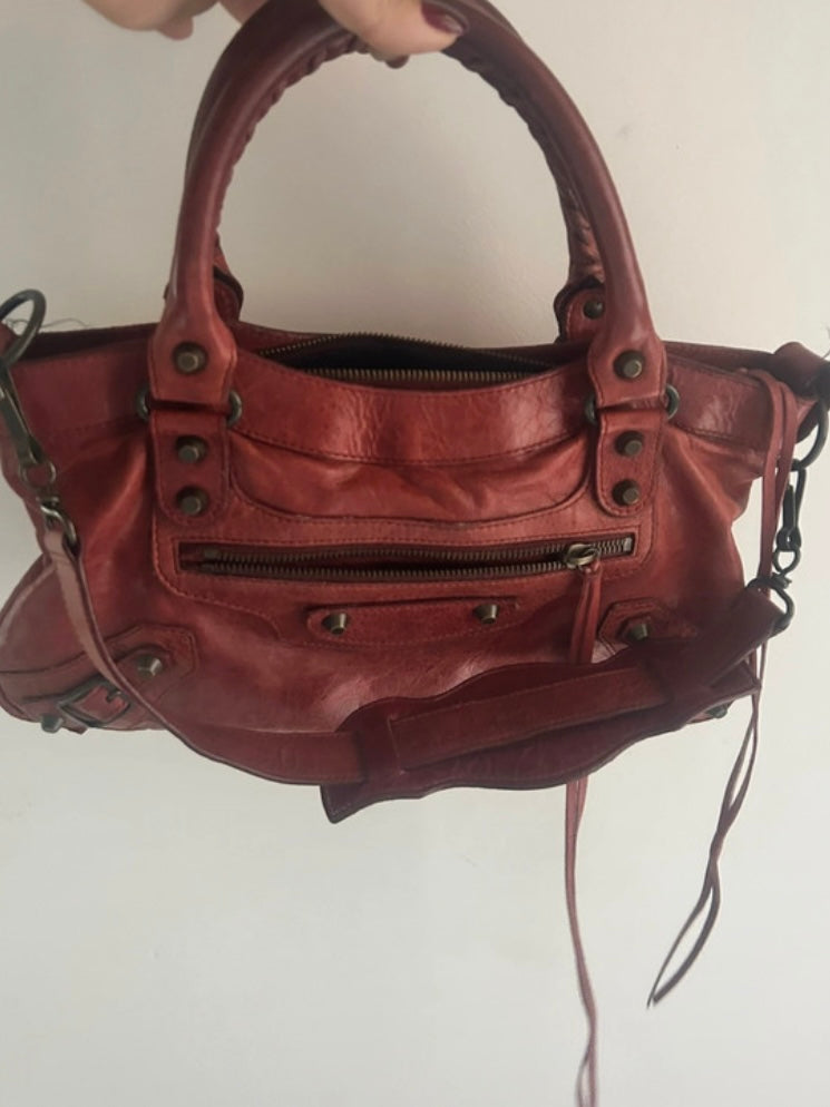 Balenciaga city first cherry red