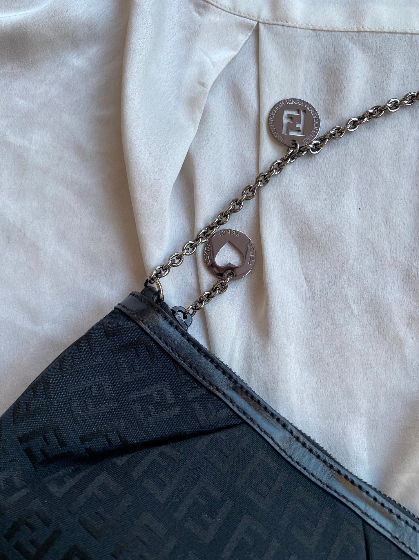 Fendi pochette charms silver monogram zucchino