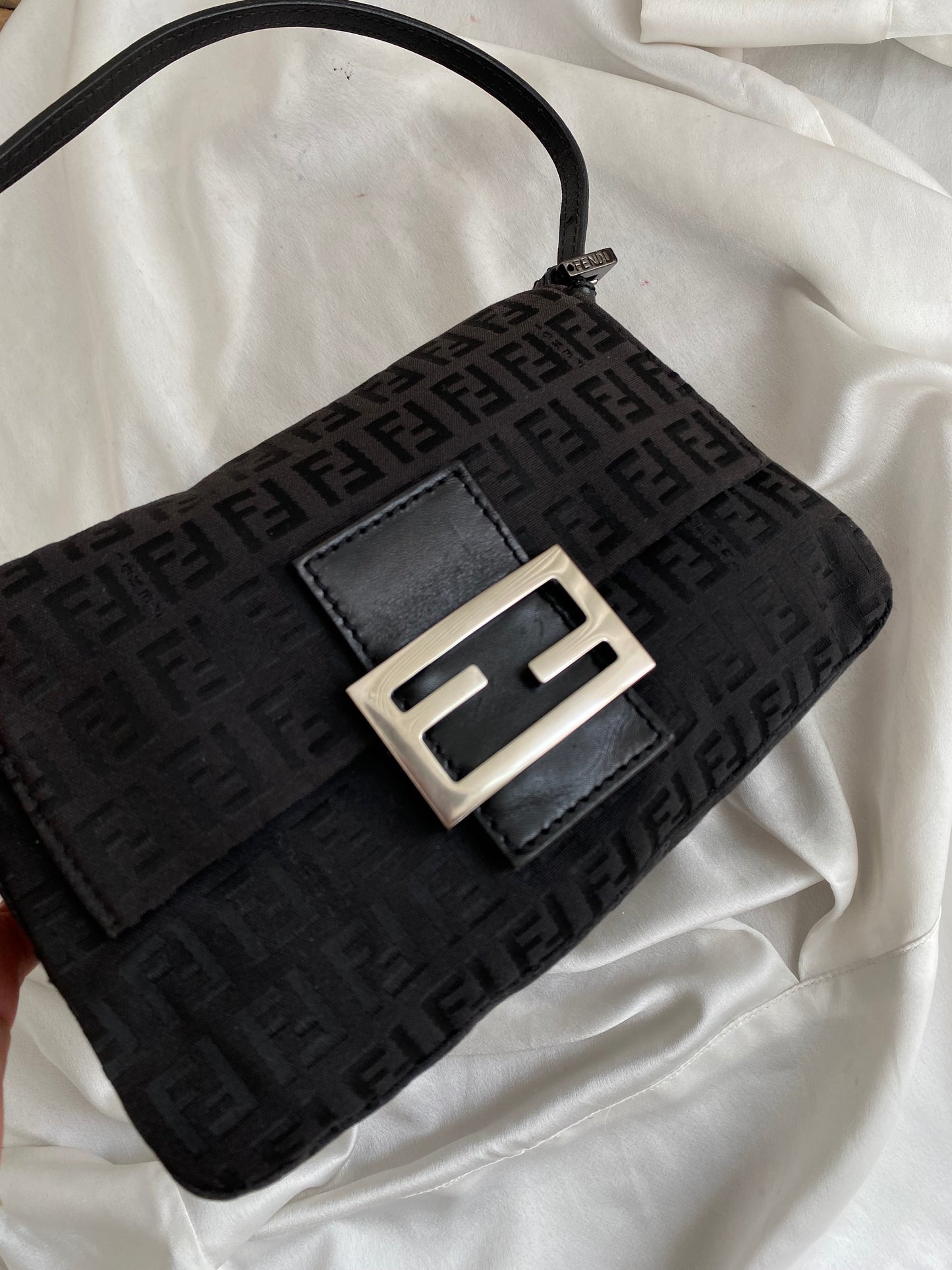 Fendi mini mamma baguette monogram black