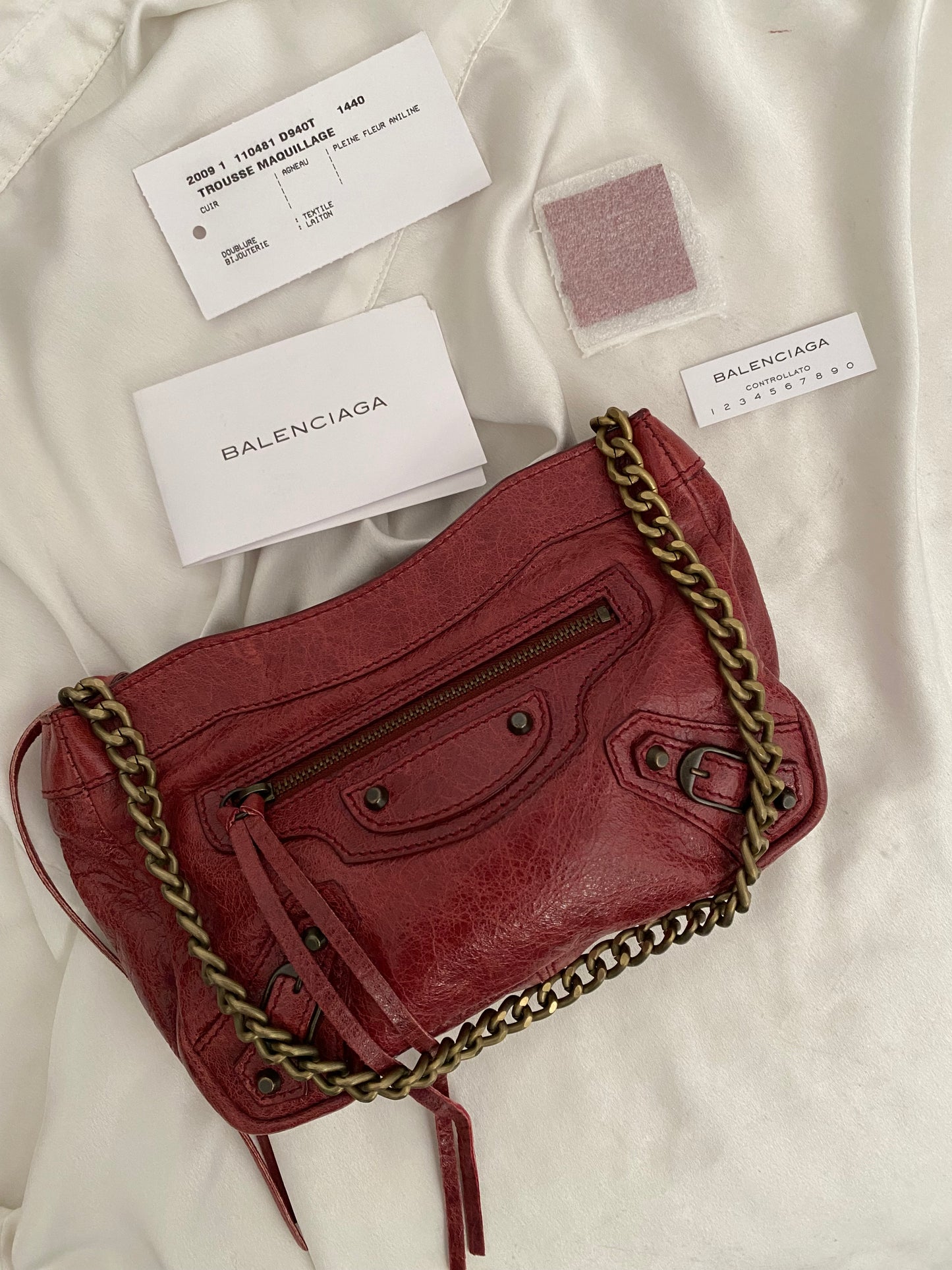 Balenciaga motocross pochette burgundy