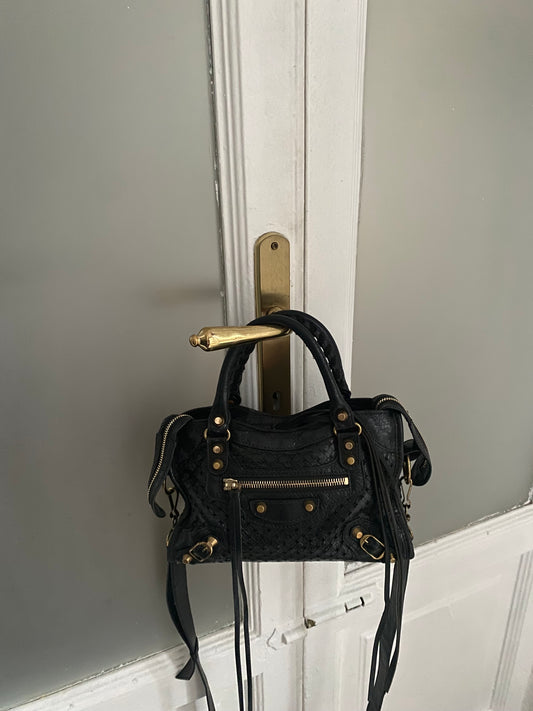 Balenciaga mini city stadio laser cut cross
