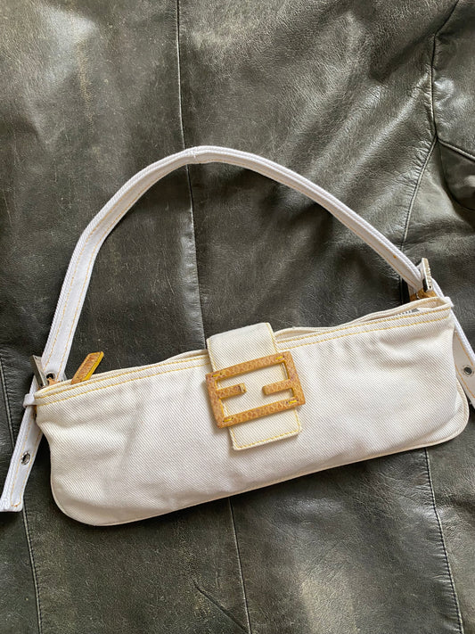 Fendi baguette in denim snakeskin