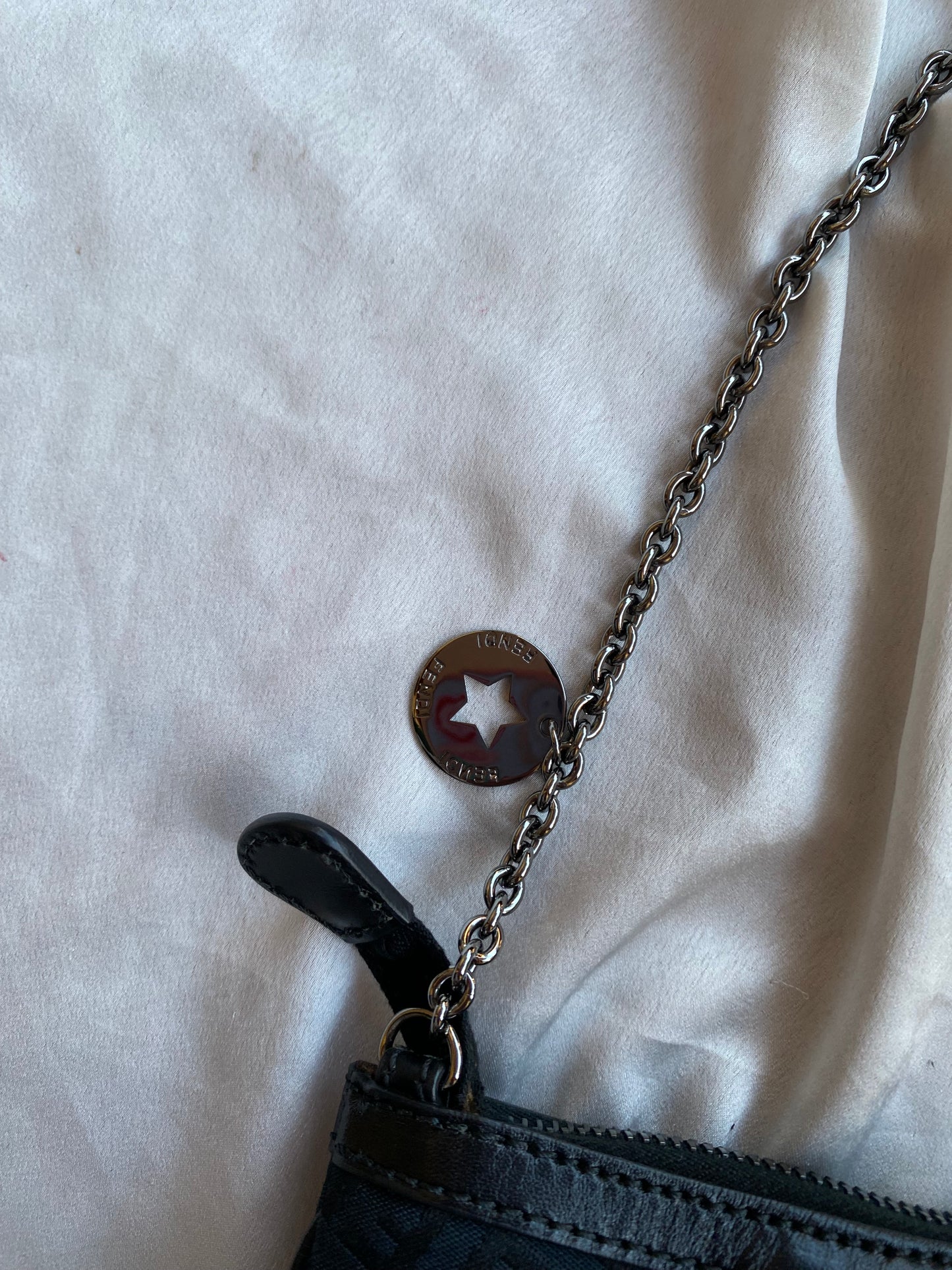 Fendi pochette charms silver monogram zucchino