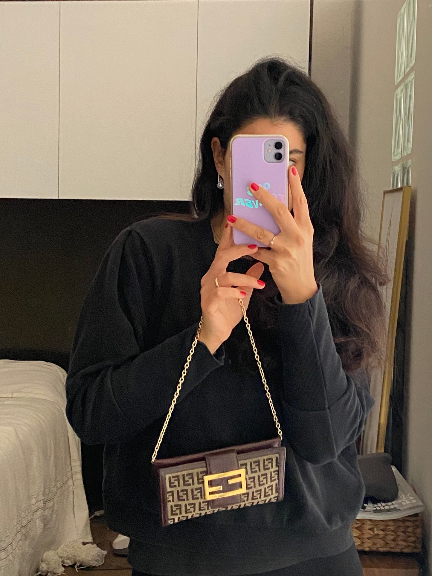 Fendi pochette zucchino maxi logo