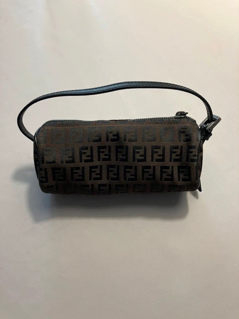 Fendi round mini pochette zucchino brown