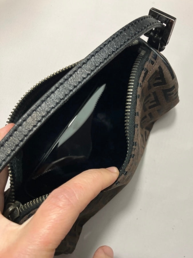 Fendi round mini pochette zucchino brown